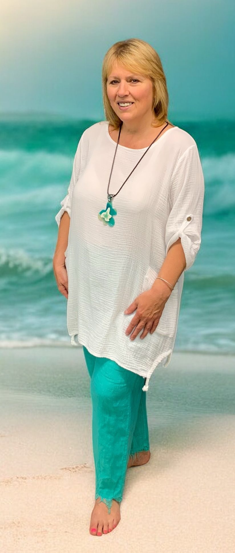 SOLID WAFFLE TUNIC TOP