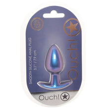 Load image into Gallery viewer, Ouch! Smooth Silicone 3.1 Inch Butt Plug in Metallic Blue