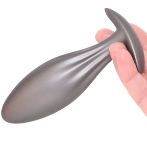 Ouch! Smooth Silicone Oval Butt Plug in Gun Metal