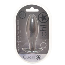 Load image into Gallery viewer, Ouch! Smooth Silicone Oval Butt Plug in Gun Metal