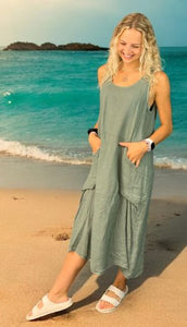 LINEN SOLID TANK DRESS