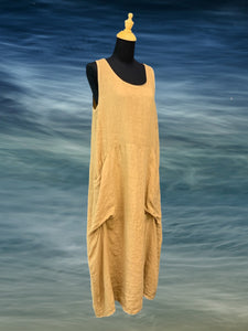 LINEN SOLID TANK DRESS