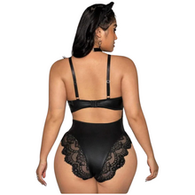 Load image into Gallery viewer, Leather Look Stretch Bodysuit