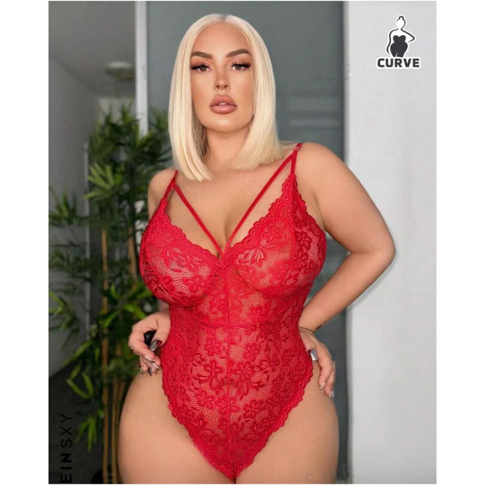 Plus Size High Stretch Lace Teddy